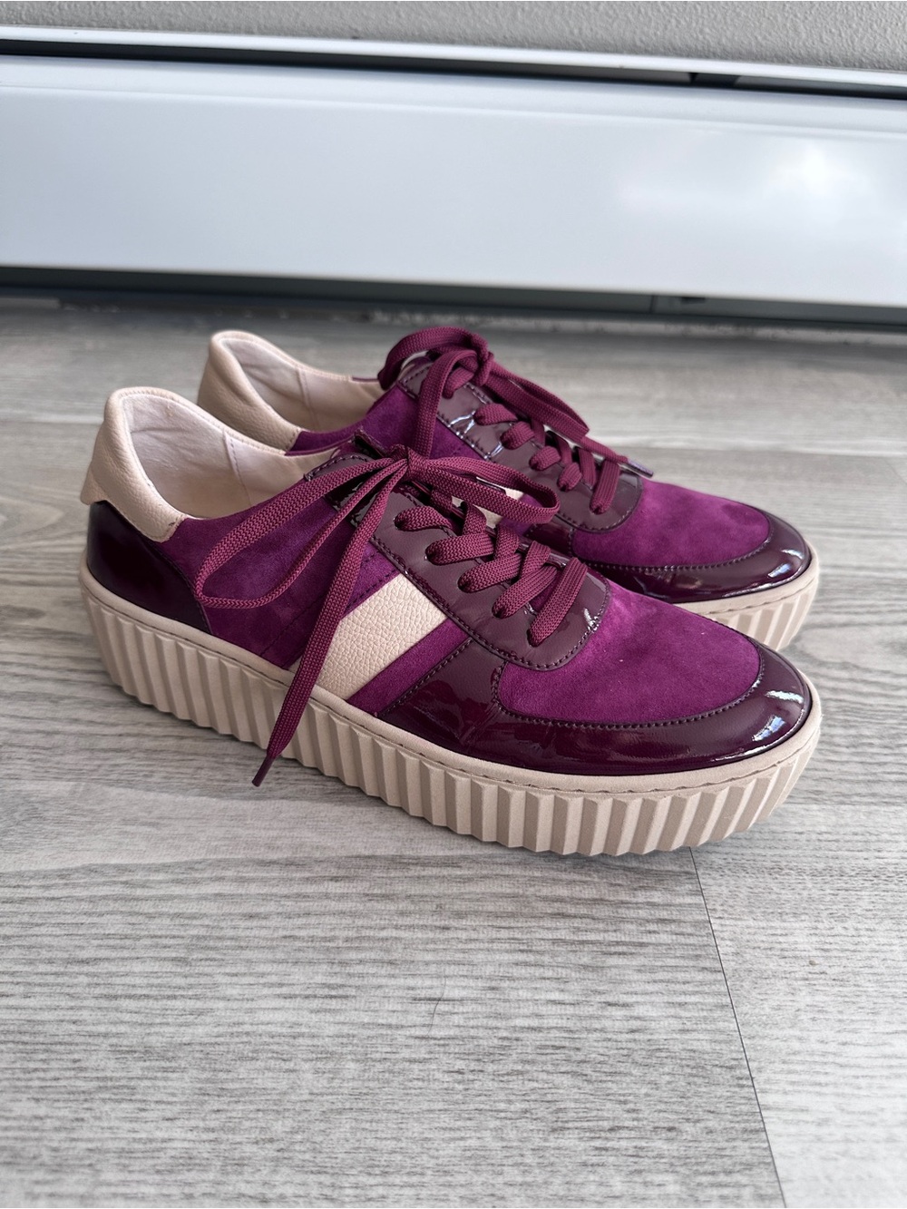 Gabor Plum Platform Leather Sneakers 7.5